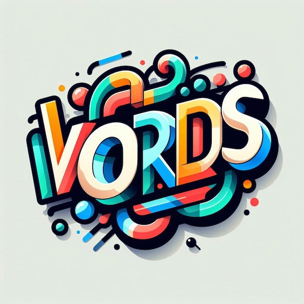 Photo a colorful drawing of the word word word quot in red blue and orange