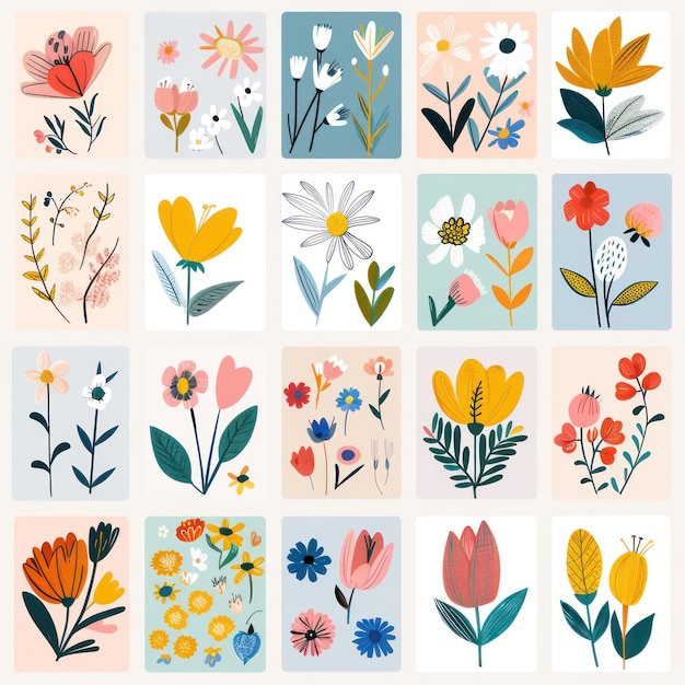 Photo colorful floral illustrations