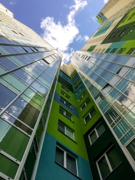 Colorful modern building with big windows