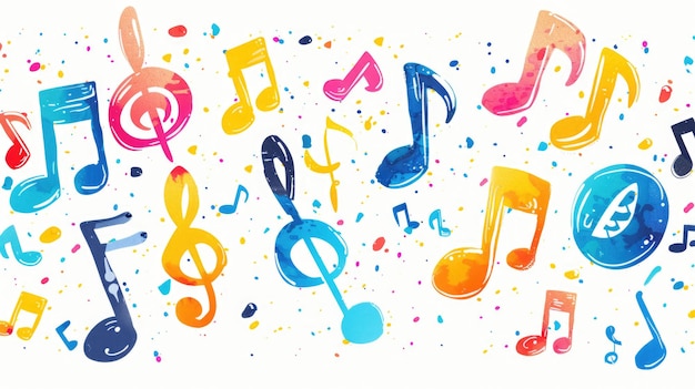 Photo colorful musical notes on white background