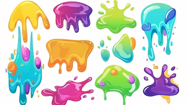 Photo colorful slime frames splashes spots and elements