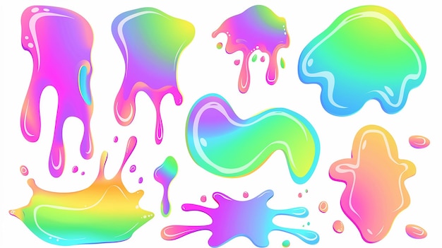 Photo colorful slime frames splashes spots and elements