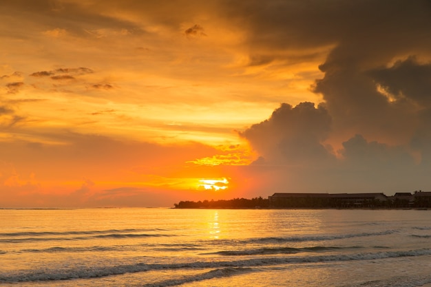 Colorful sunset over ocean on Maldives