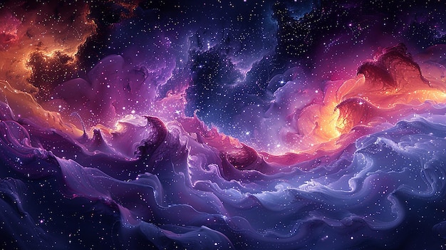 Photo colorful swirls and gradients merging in a cosmic display