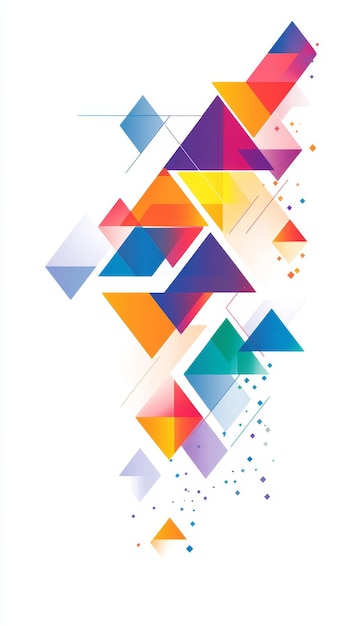 Photo colorful triangles on white background geometric pattern vector design