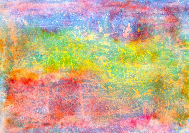 Colorful vibrant textured artistic background. Abstract hand painted on paper watercolor texture. Decorative chaotic overlay for scrapbook pages design