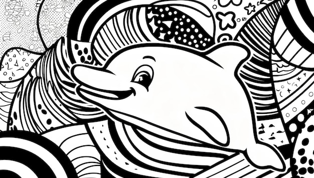 Photo coloring page dolphin design