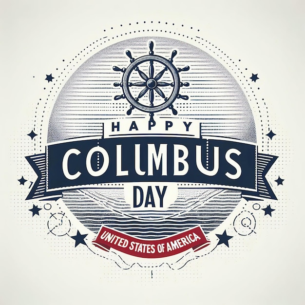 Photo columbus day national usa america discover holiday poster vector illustration american flag