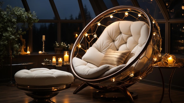 Comfortable modern sofa luxury armchair illuminated electric lamp