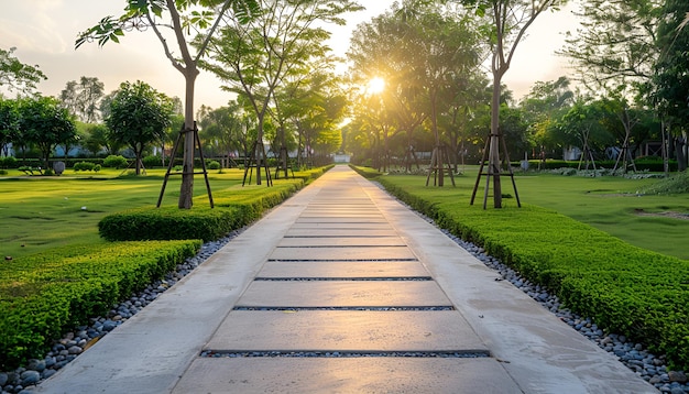 Photo concrete footpath or walkway at outside of park