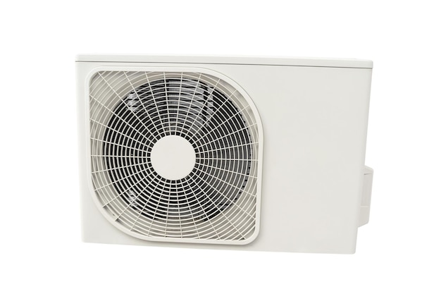 Condensing unit of air conditioning systems on white background with clipping path Condensing unit for installed on wall