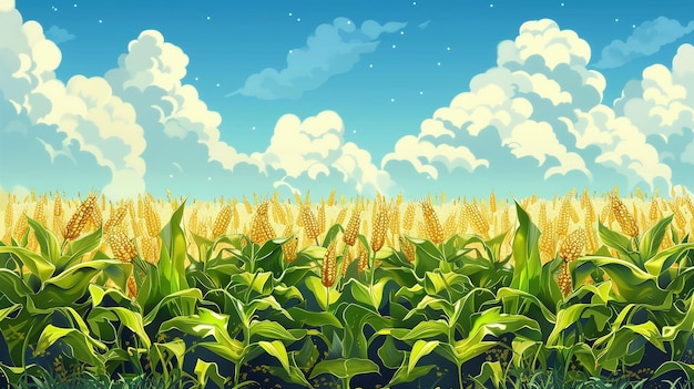 Photo corn field under the sky