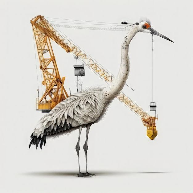 Photo a crane with a crane in the background and a crane in the background