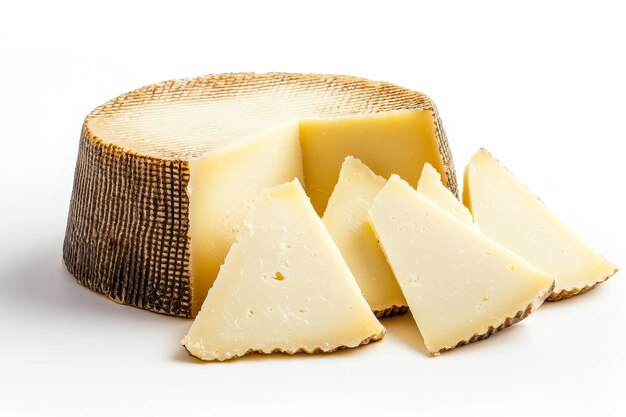 Photo creamy manchego cheese slices spain a traditional spanish cheese with a nutty flavor and a sm