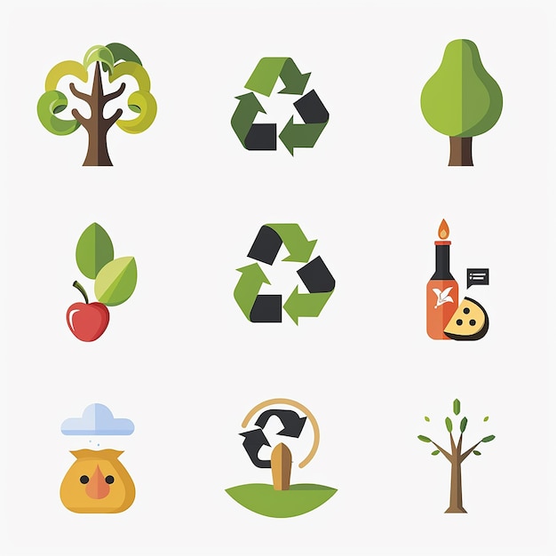 Photo create clean and sleek environmental icons on white background