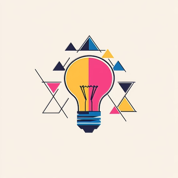 Photo creative idea concept light bulb with geometric shapes vector illustration