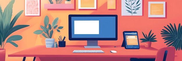 Photo creative workspace with modern design tools