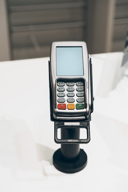 Photo credit card payment terminal in a shop