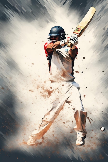 Cricket Batsman in Action on a professional cricket stadium AI Generative