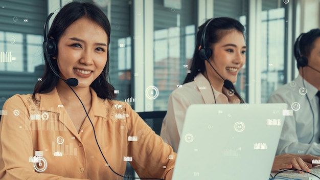 Customer support call center provide data with envisional graphic