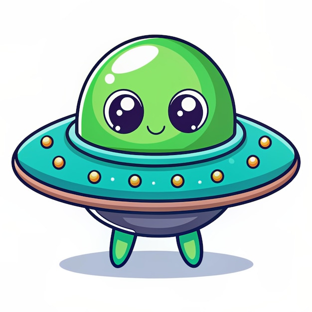 Cute Alien Bite Ufo Cartoon Vector Icon Illustration Science Technology Icon Concept Isolated Premium Vector Flat Cartoon Style