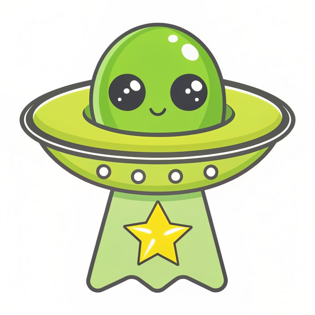 Cute Alien UFO Cartoon Vector Icon Illustration Space Icon Concept Isolated Premium Vector Flat Cartoon Style