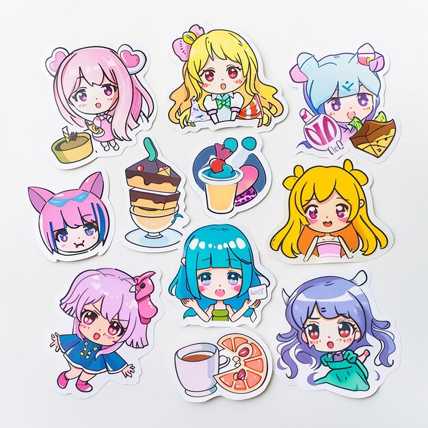 Photo cute anime girl sticker pack