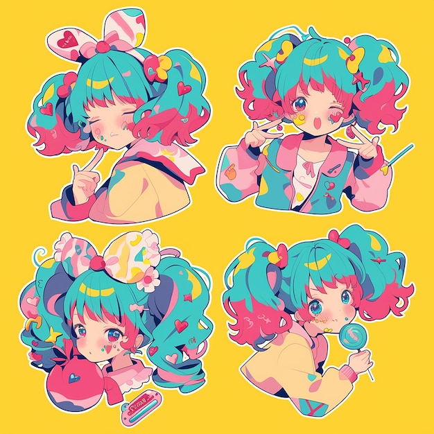 Photo cute anime girl sticker pack