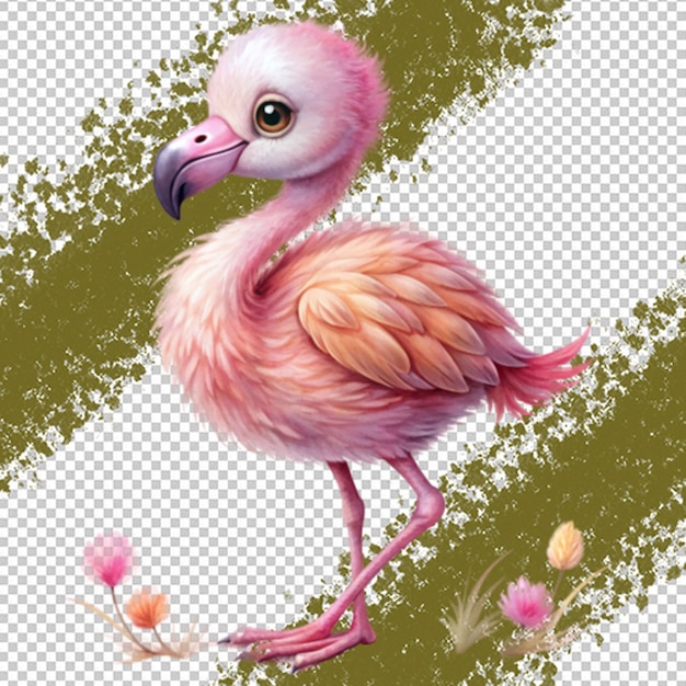 Cute baby flamingo pink bird Transparent Background