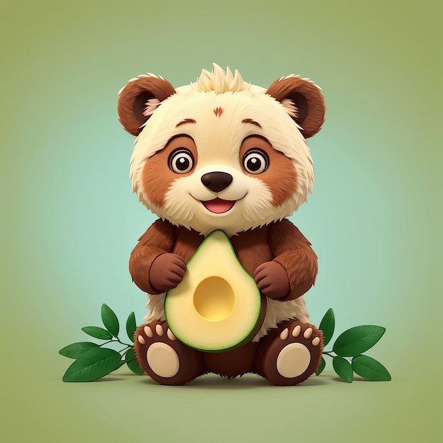 Cute Bear Avocado Cartoon Vector Icon Illustration Animal Fruit Icon Concept Isolated Premium Vector Flat Cartoon Style