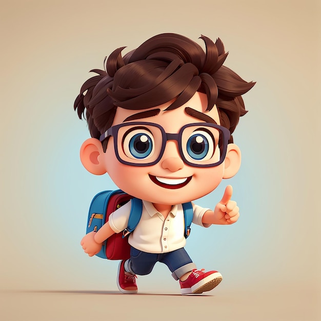 Cute Boy Going To School Cartoon Vector Icon Illustration People Education Icon Concept Isolated Premium Vector Flat Cartoon Style