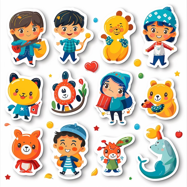 Photo cute cartoon happy kids die cut sticker card