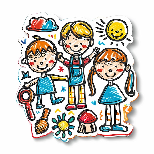 Photo cute cartoon happy kids die cut sticker card