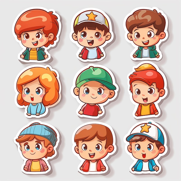 Photo cute cartoon happy kids die cut sticker card