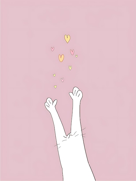 Photo cute cat reaching for hearts