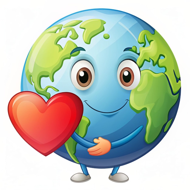 Photo cute earth love cartoon vector icon illustration