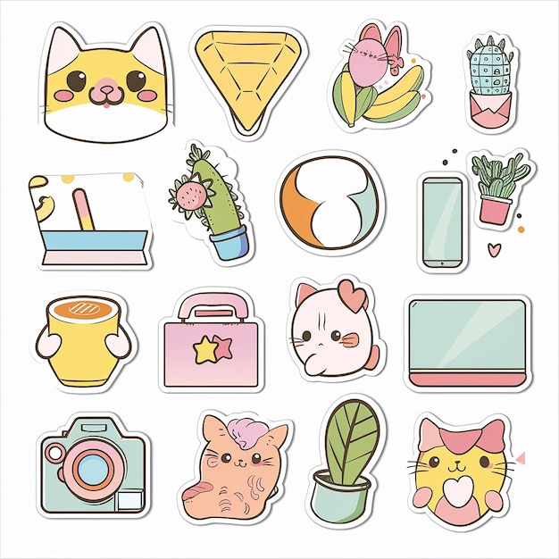 Photo cute laptop planner sticker set