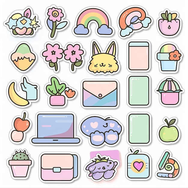 Photo cute laptop planner sticker set