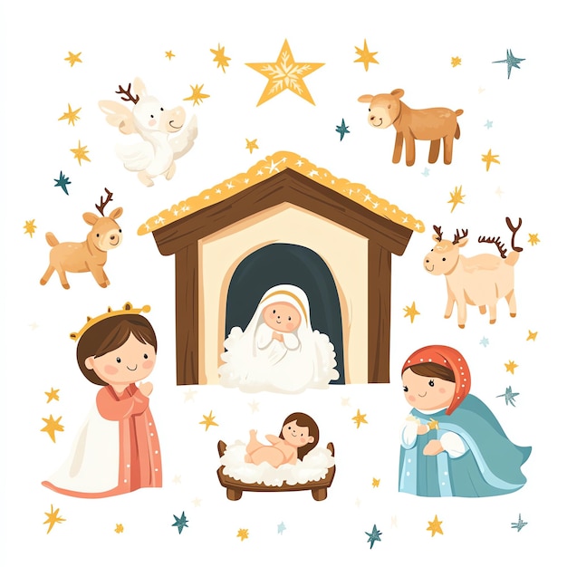 Photo cute nativity scene