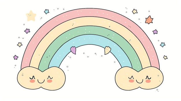 Foto carino arcobaleno con nuvole e stelle perfetto per la nursery dei bambini o la doccia del bambino