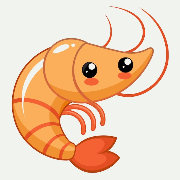 Photo cute shrimp cartoon illustration