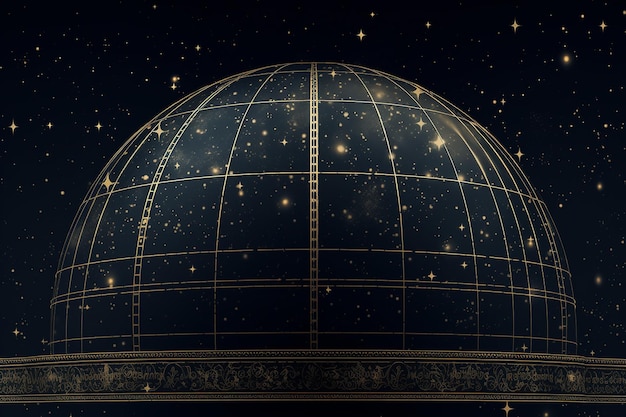 Photo dark blue planetarium dome with constellations