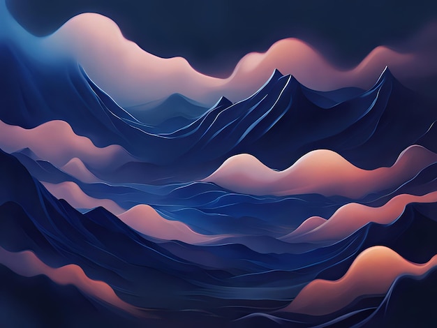 Photo dark blue and purple dramatic waves wallpaper background dreamlike wavescape wallpaper generative ai