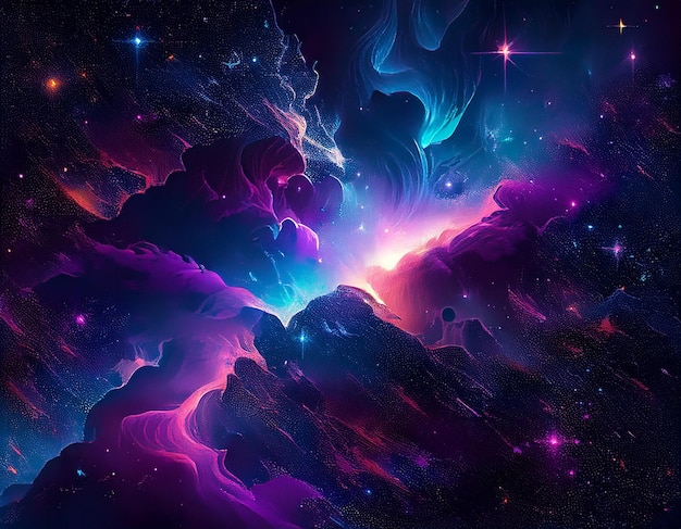 Photo dark cosmic nebula illustration abstract space scene with ethereal stars and deep galactic background