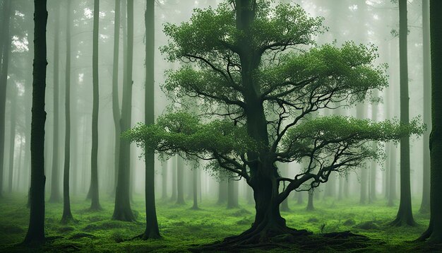 Photo dark green tree in forest