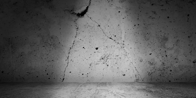 Dark room with tile floor and grunge background Grey background concrete wall