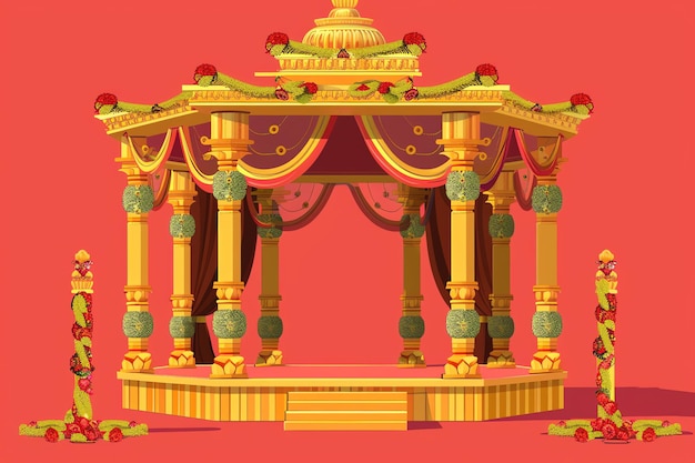 Decorated Indian wedding mandap indian illustration background