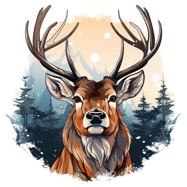 a deer with antlers in the woods