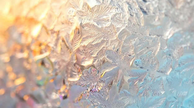 Photo delicate ice crystals forming on a windowpane