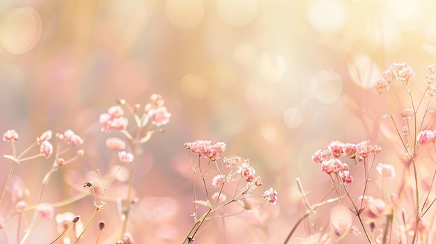 Photo delicate pink flowers in soft sunlight